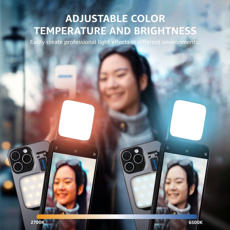 AMARAN Go Compatible with MagSafe Mini Phone Light, Portable LED Light for Selfie, Makeup, Video Conference, TikTok (White) - Image 2